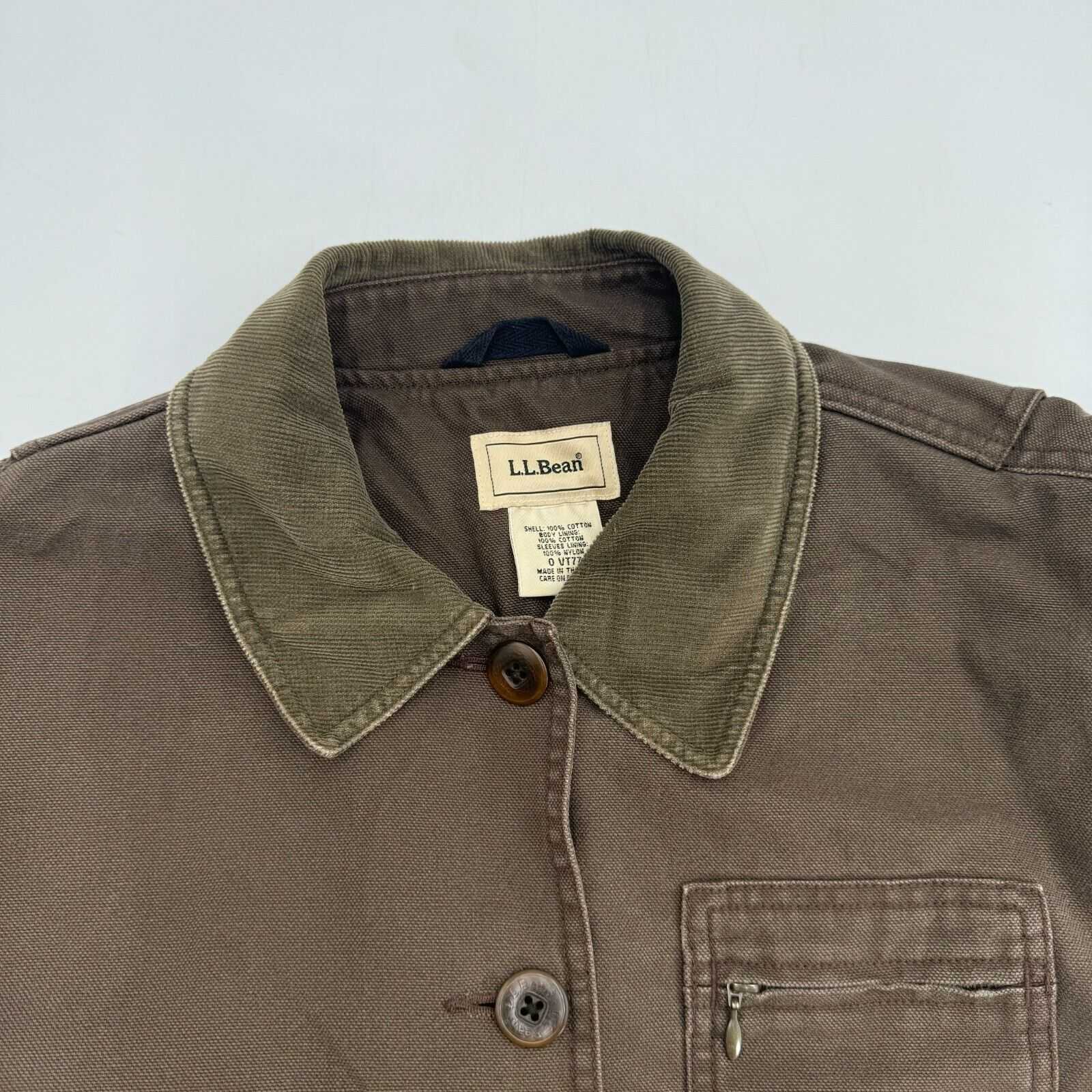 LL Bean Field Chore Canvas Jacket Primaloft Removable Liner Brown Adult Size S