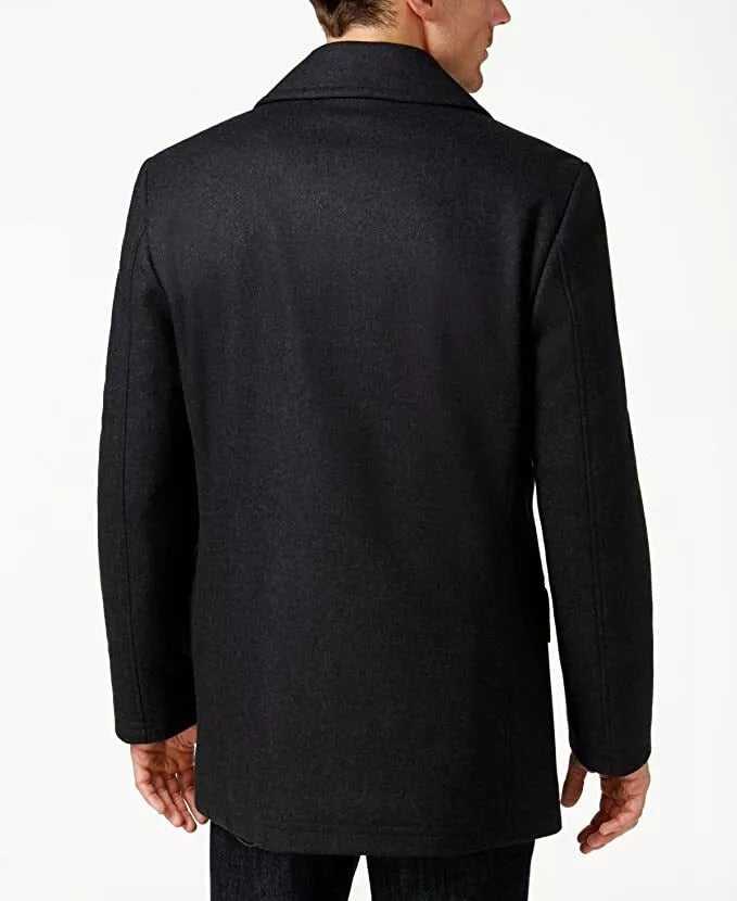 Lauren Ralph Luke Mens Wool Blend Classic Fit Black Peacoat Size 38S NEW