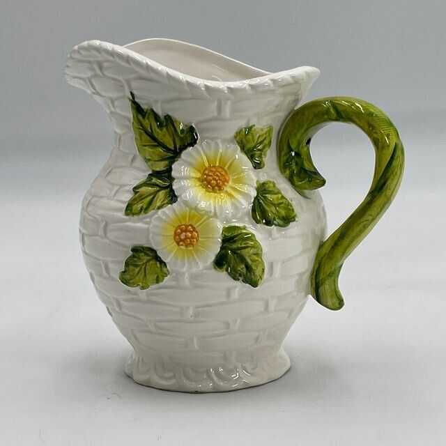 Lefton Rustic Daisy 5.5" Ceramic Pitcher / Creamer