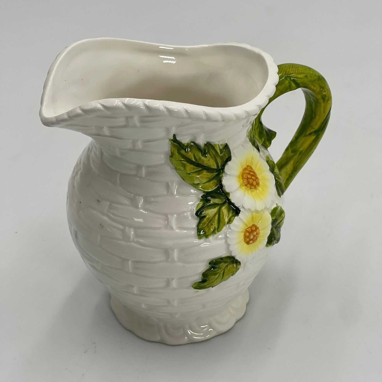 Lefton Rustic Daisy 5.5" Ceramic Pitcher / Creamer