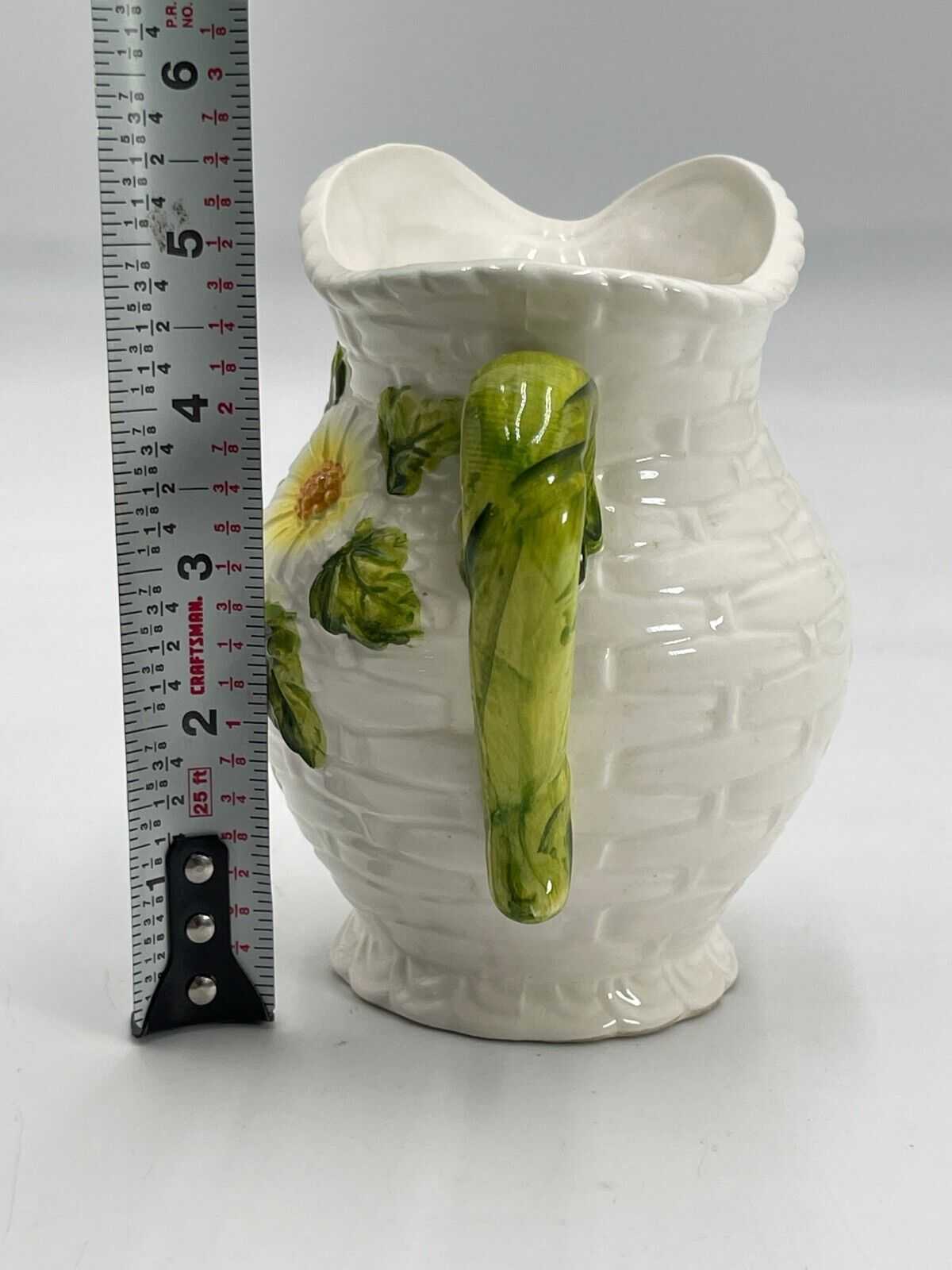 Lefton Rustic Daisy 5.5" Ceramic Pitcher / Creamer