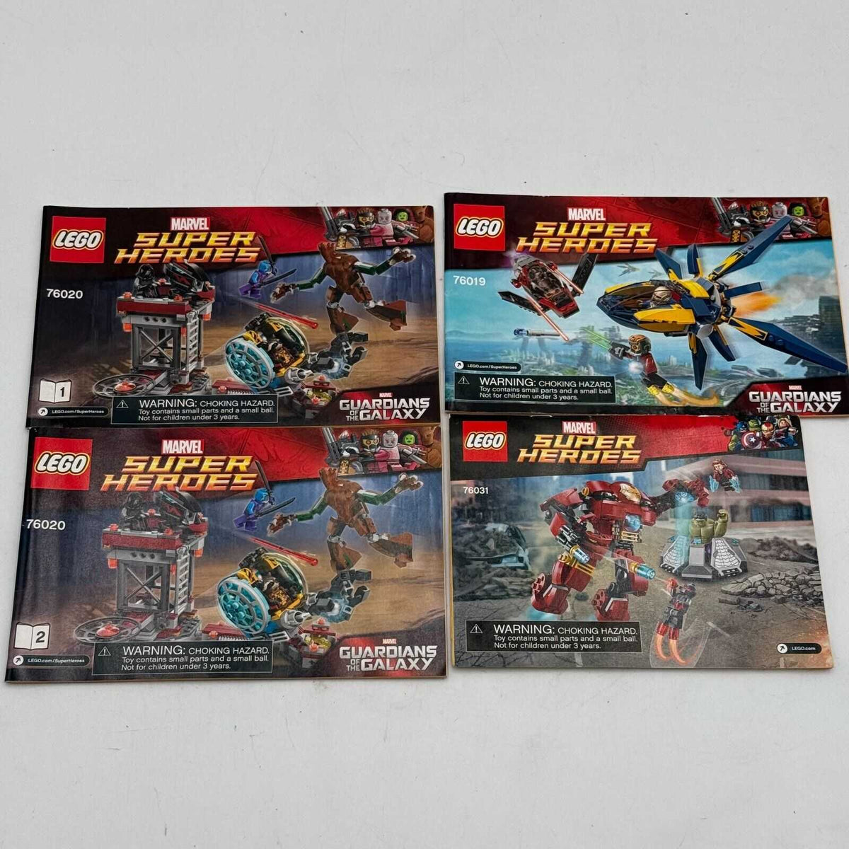 Lego Marvel Heroes Guardians Galaxy Ironman Hulk 76020 76019 76031 Manuals Only