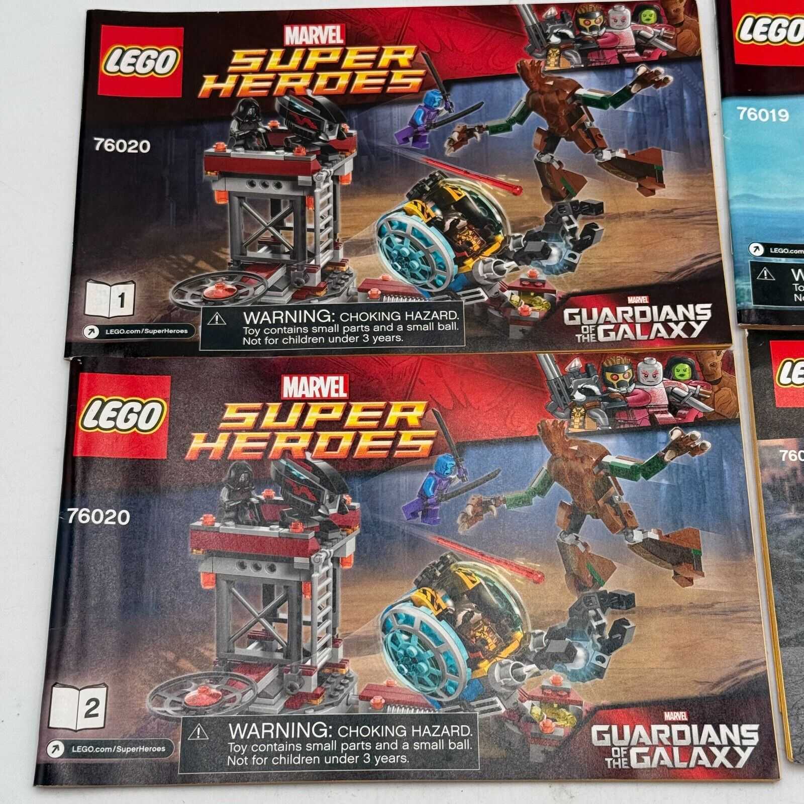 Lego Marvel Heroes Guardians Galaxy Ironman Hulk 76020 76019 76031 Manuals Only