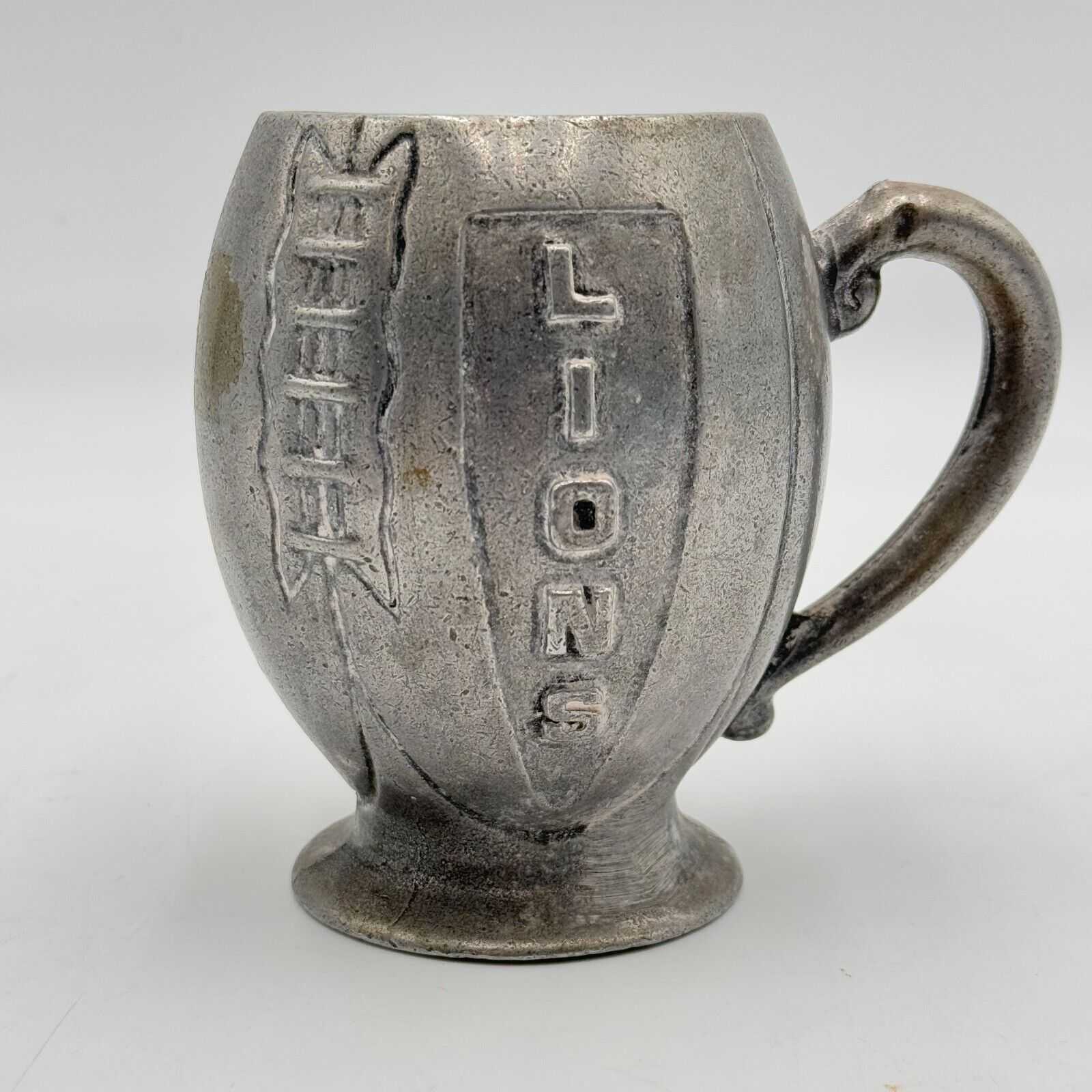 Lions Pewter Football Mug Vintage 1960s NFL Memorabilia Rare Collectible 5in