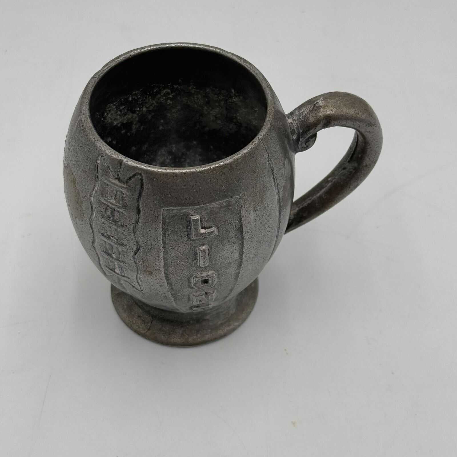 Lions Pewter Football Mug Vintage 1960s NFL Memorabilia Rare Collectible 5in