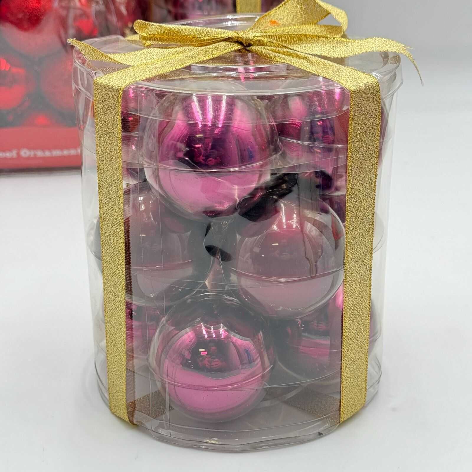 Lot of 128 Holiday Chistmas Ornaments Round Purple Gold Red Green Glass New