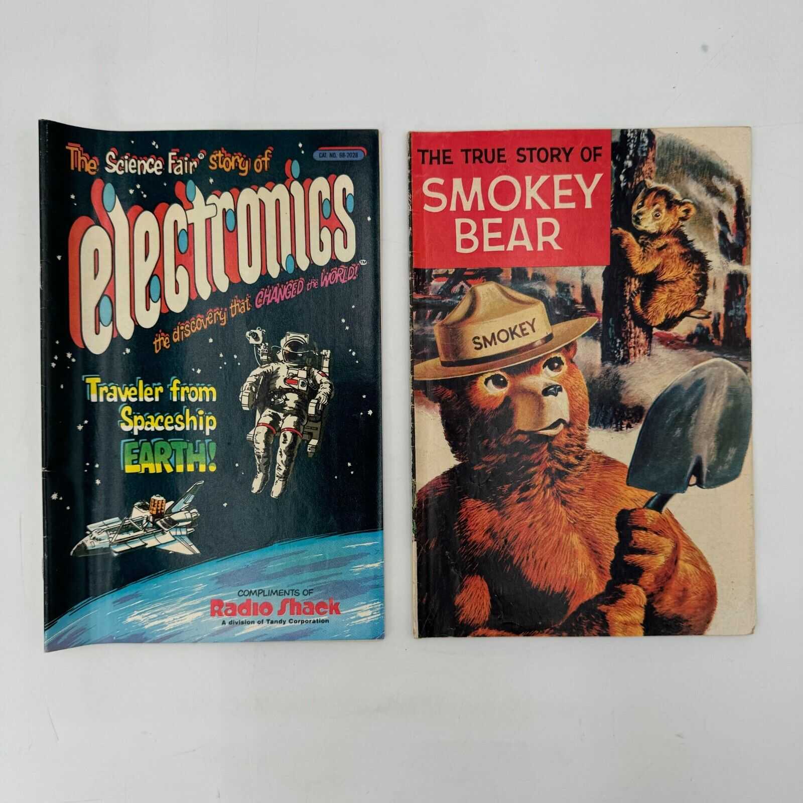 Lot of 2 Educational Comics Smokey Bear Fire Science Electronics Radio Shack VTG