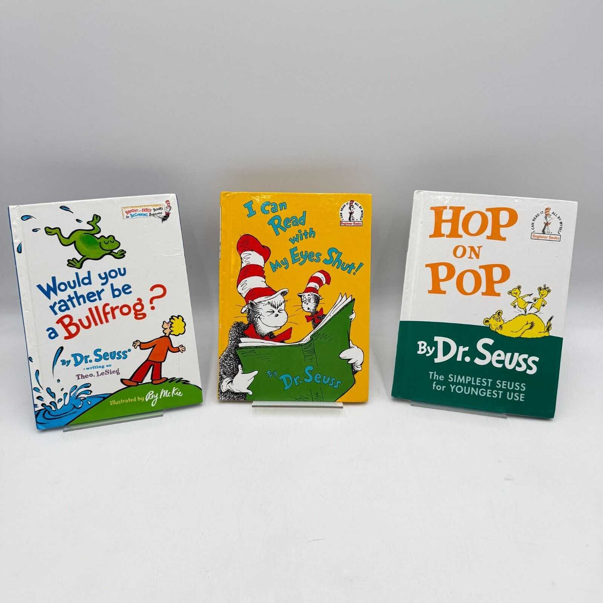 Lot of 3 Beginner Books Dr. Suess Hop On Pop Read With Eyes Shut Rather