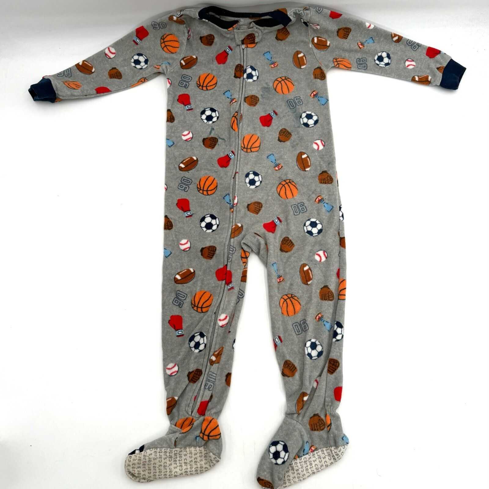 Lot of 3 Kid’s Size 3T Pajamas Warm Up Robe Carter’s Zip Up Footie Onsies Sports