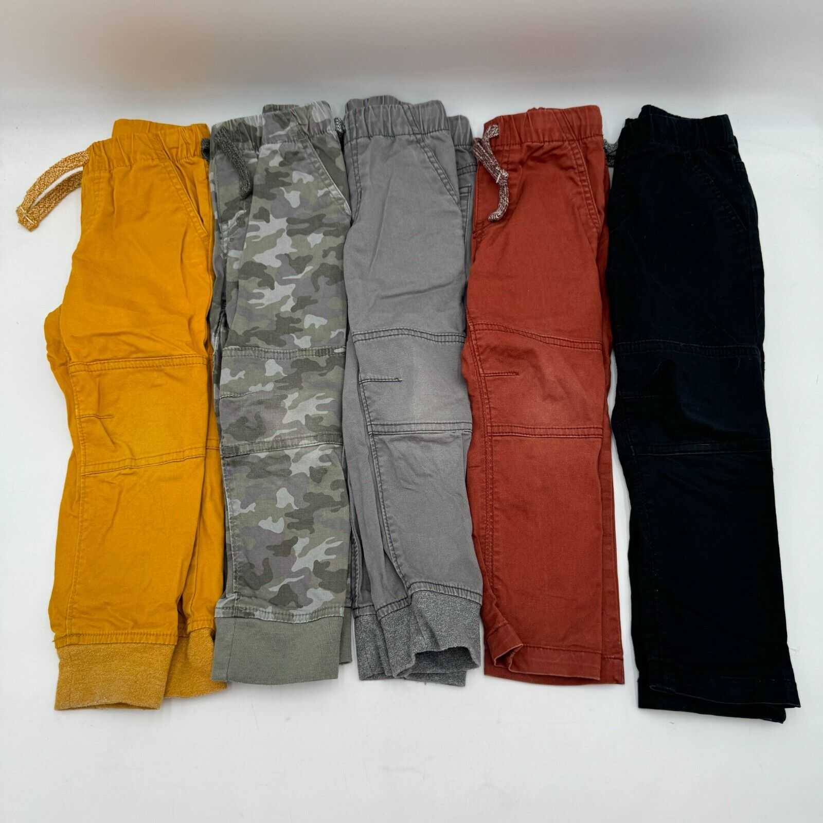 Lot of 5 Cat & Jack Kids Cargo Stretch Pants Grey Camo Red Black Toddler Size 3T