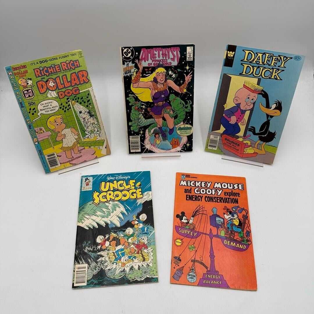 Lot of 5 Misc Comics Daffy Duck Disney Scrooge Mickey Goofy DC Amethyst Richie