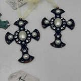 Lot of 5 Symbols of Fatih Ornaments Cristian Decor Art Blue Brown Pearl Gems NWT