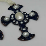 Lot of 5 Symbols of Fatih Ornaments Cristian Decor Art Blue Brown Pearl Gems NWT