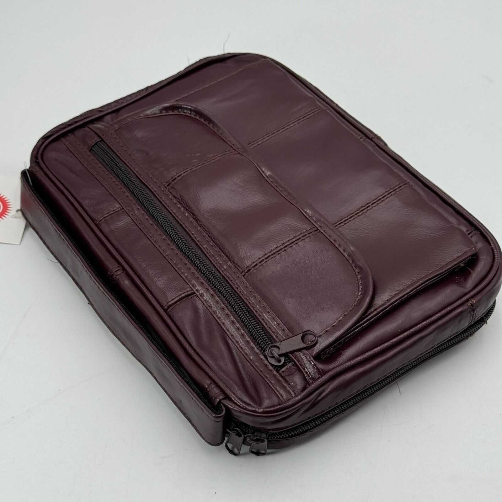 Lumen Genuine Leather Burgundy Red Bible Book Cover Organizer 6.5x9.5" Bag NWT