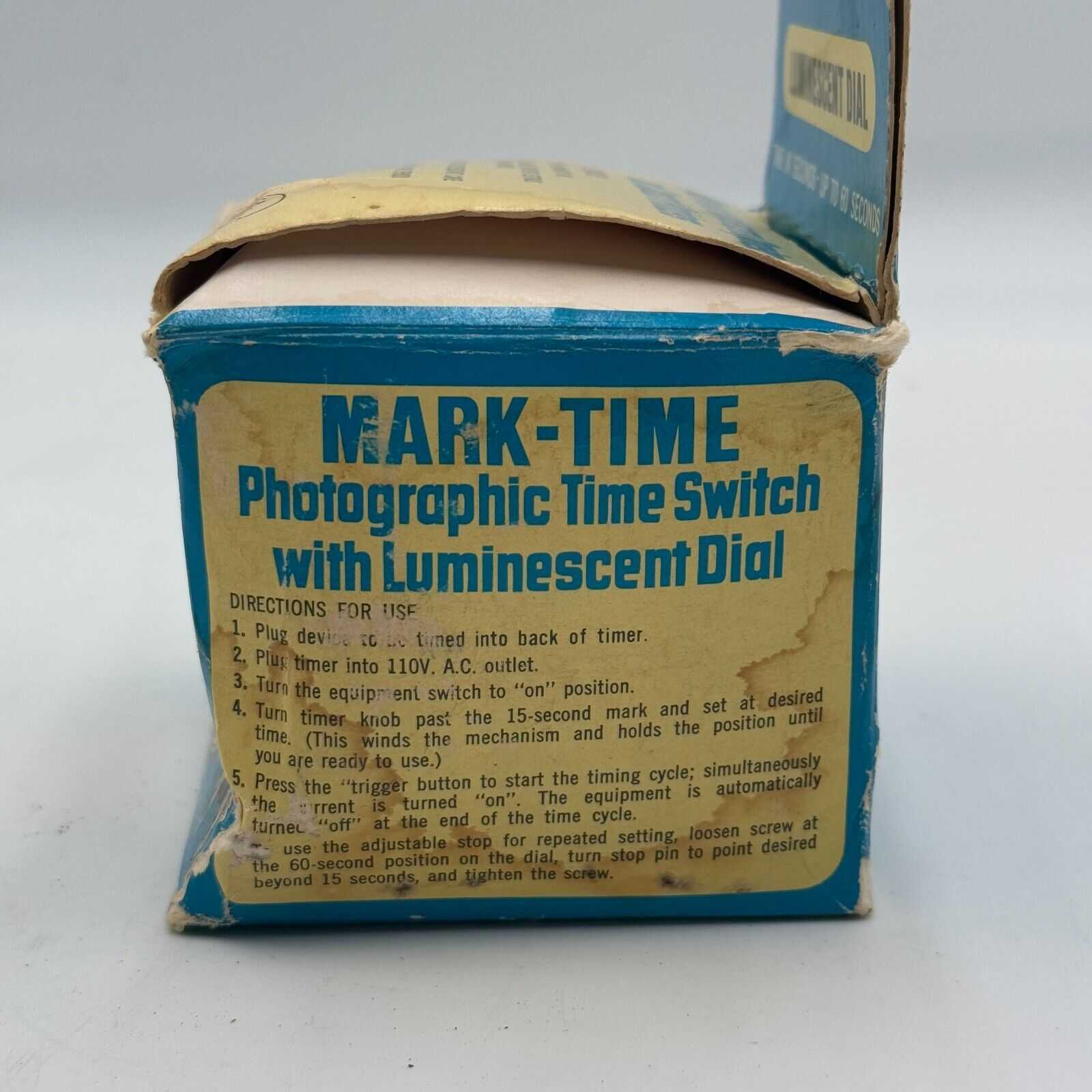 MARK-TIME Photographic Time Switch Luminescent Dial 60 Seconds