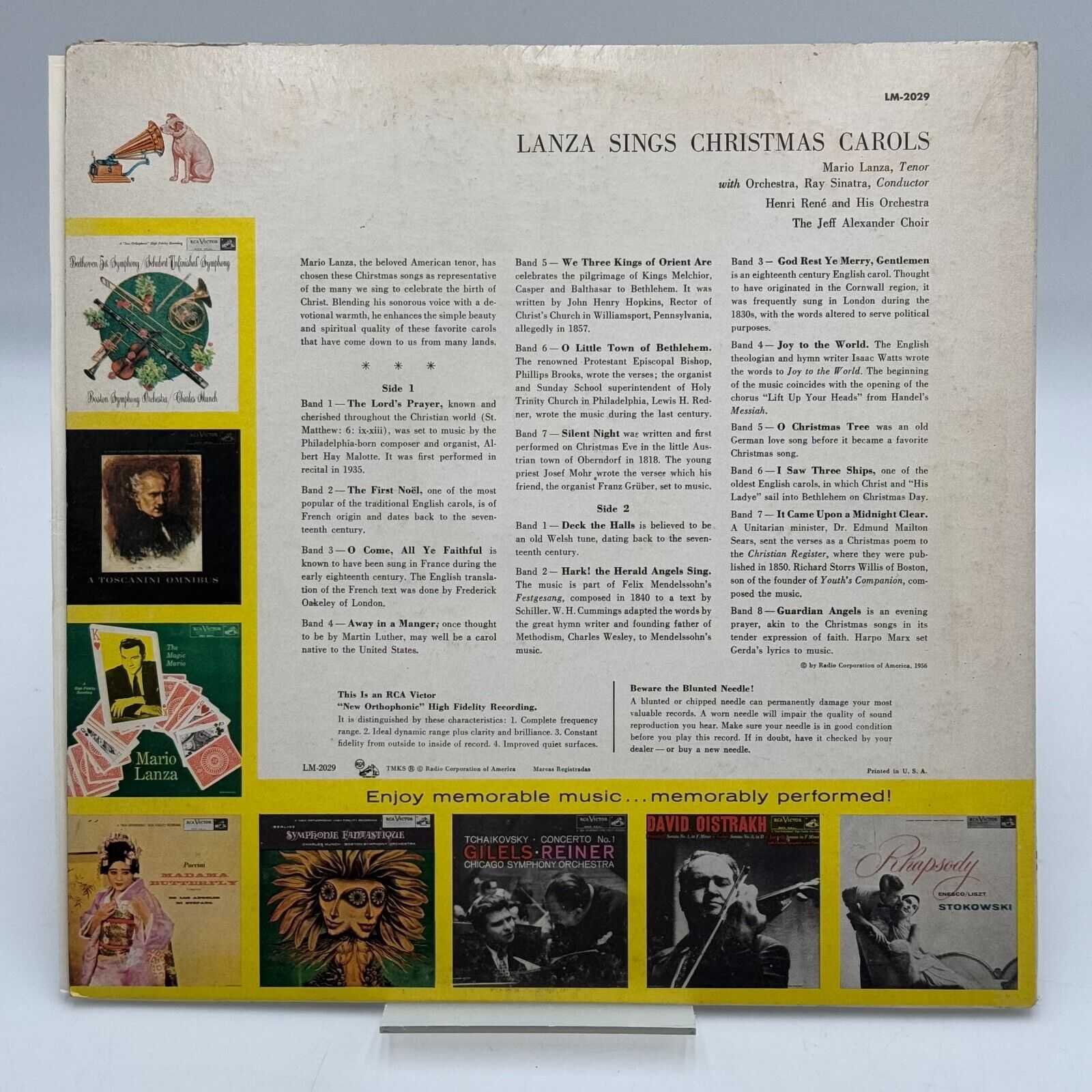 Mario Lanza – Lanza Sings Christmas Carols – 1956 - RCA Victor LM-2029 Vinyl LP