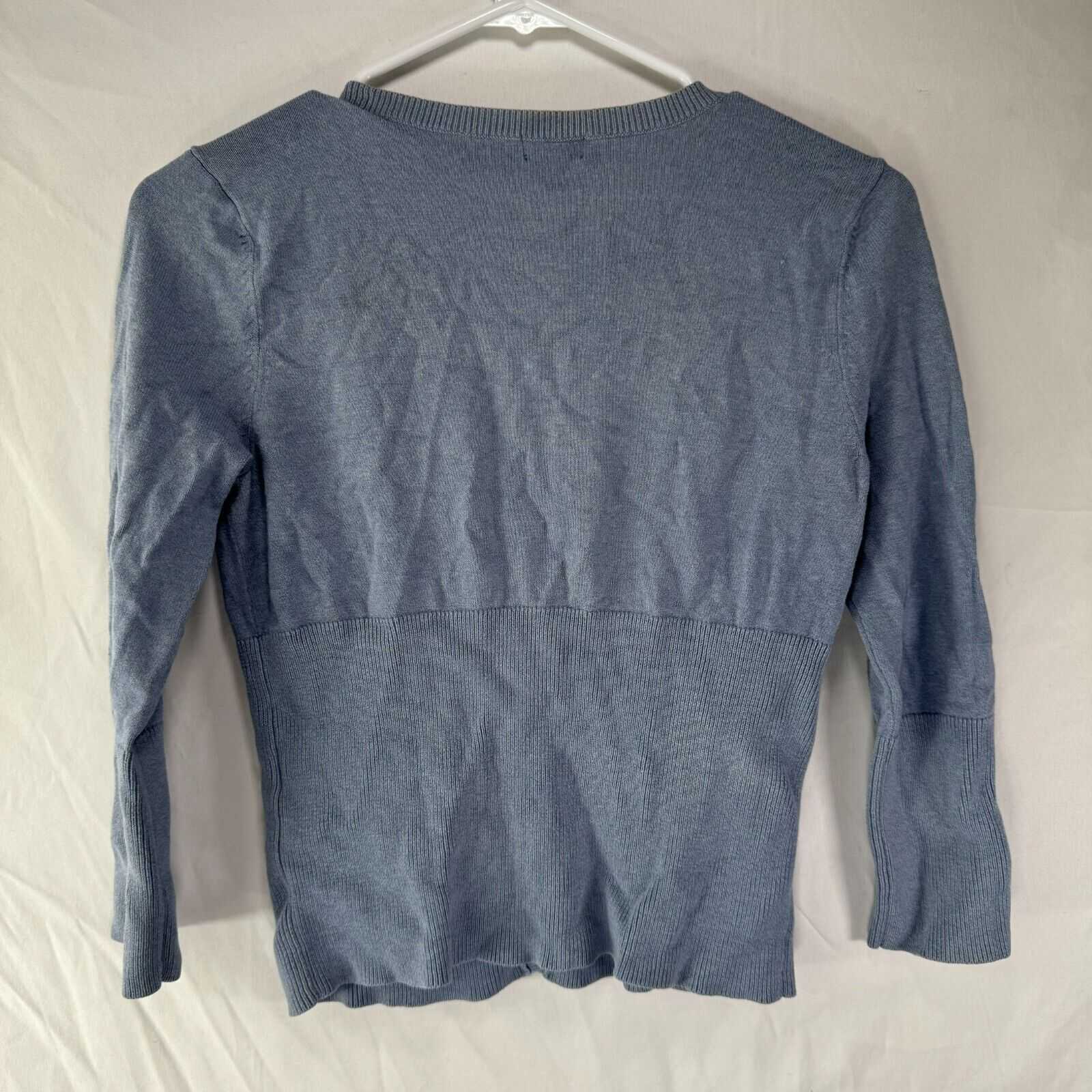 Mossimo Button Up Knit Sweater Light Blue Low Cut V-Neck Women’s Size Small US S