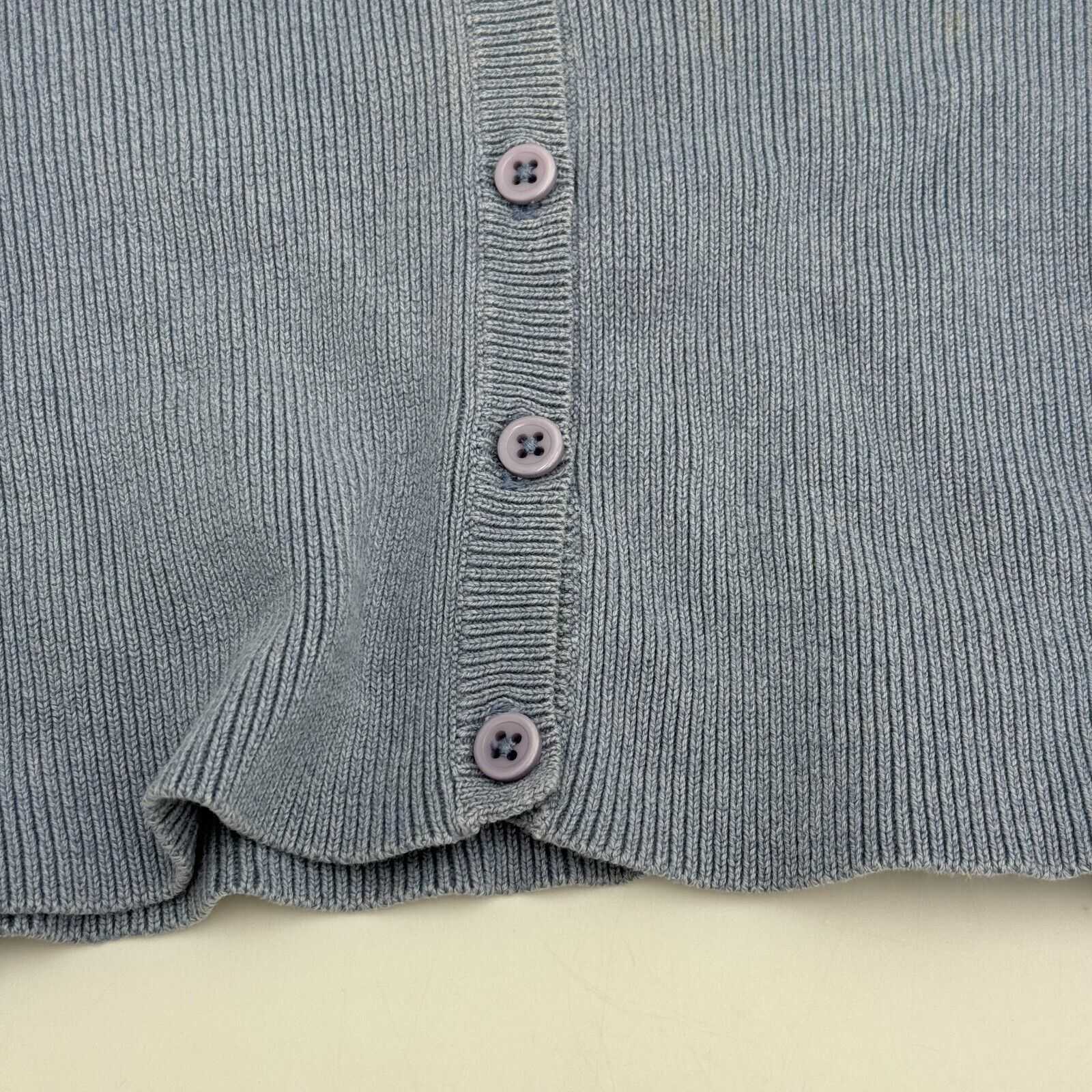 Mossimo Button Up Knit Sweater Light Blue Low Cut V-Neck Women’s Size Small US S