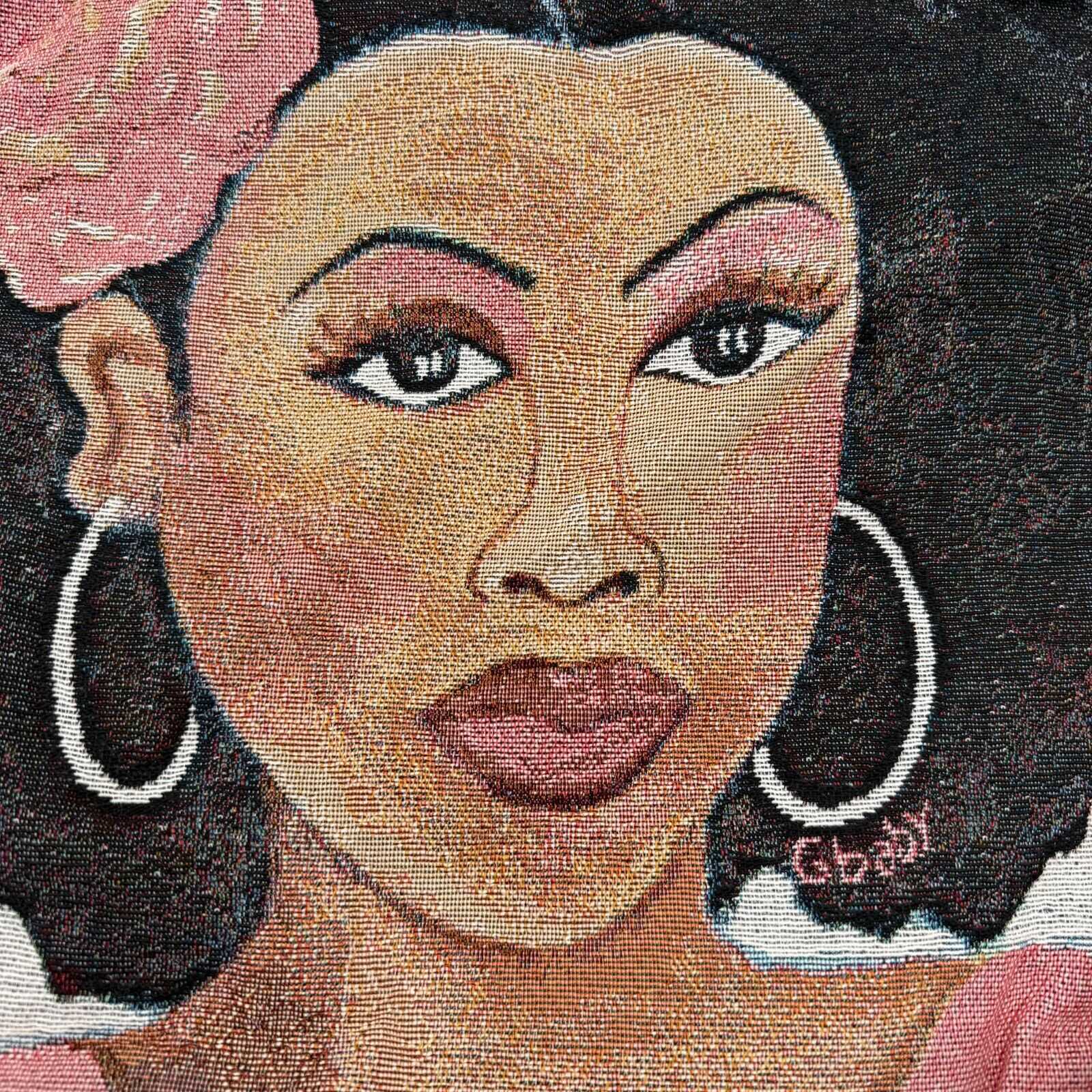 Multi Use Zippered Canvas 17x17in Tote Bag Pink Lady African American Woman NWT