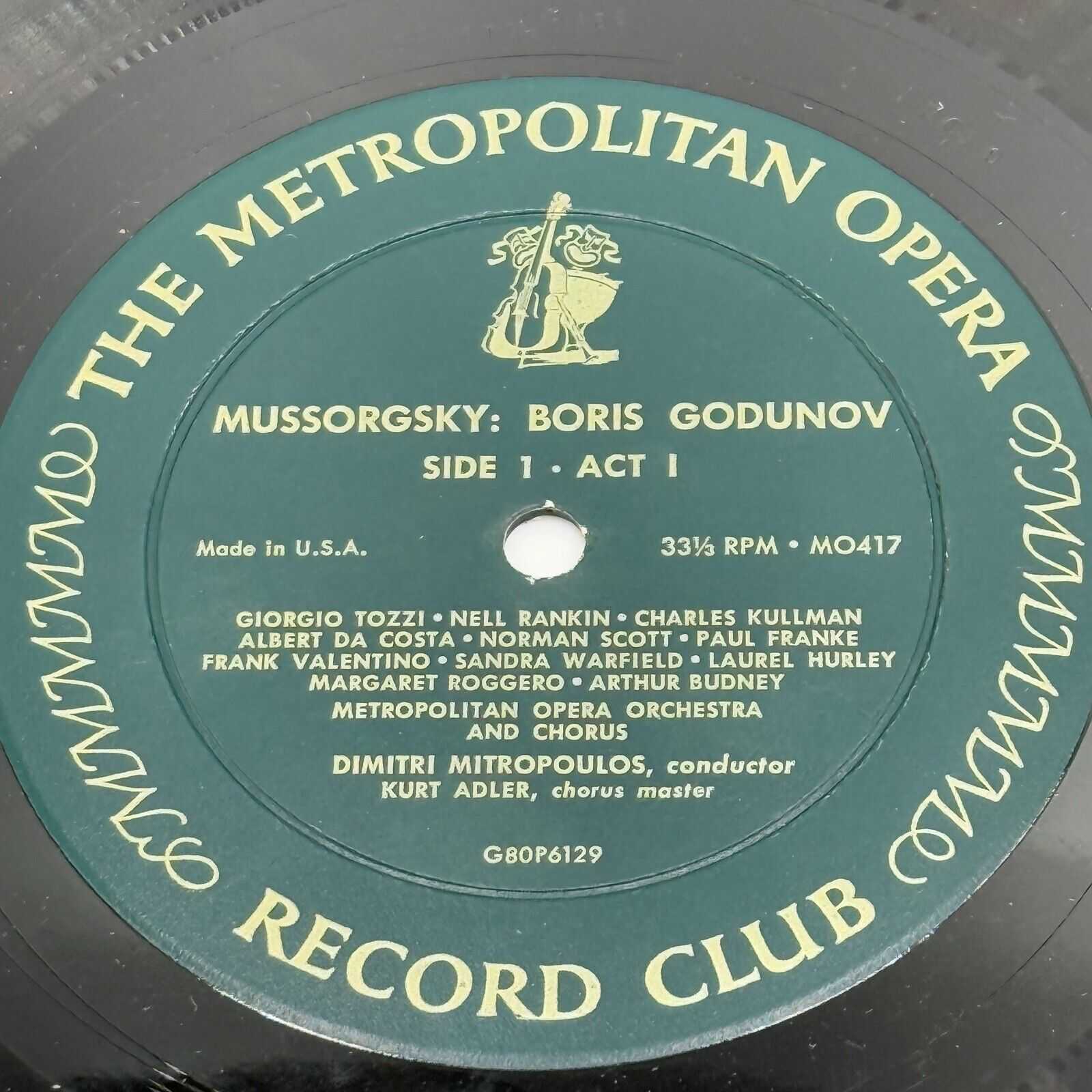 Mussorgsky Boris Godunov - Metropolitan Opera Record Club, 2LP Vinyl Records