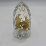 Nativity Tea Candle Display Clear Plastic Gold Manger Scene Jesus Mary Joseph