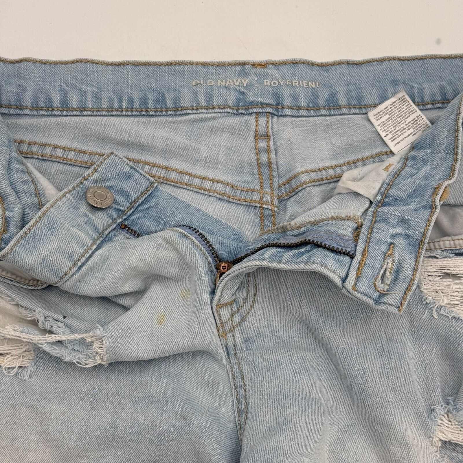 Old Navy Distressed Denim Jean Shorts White Wash Boyfriend Fit Cuttoffs Size 12