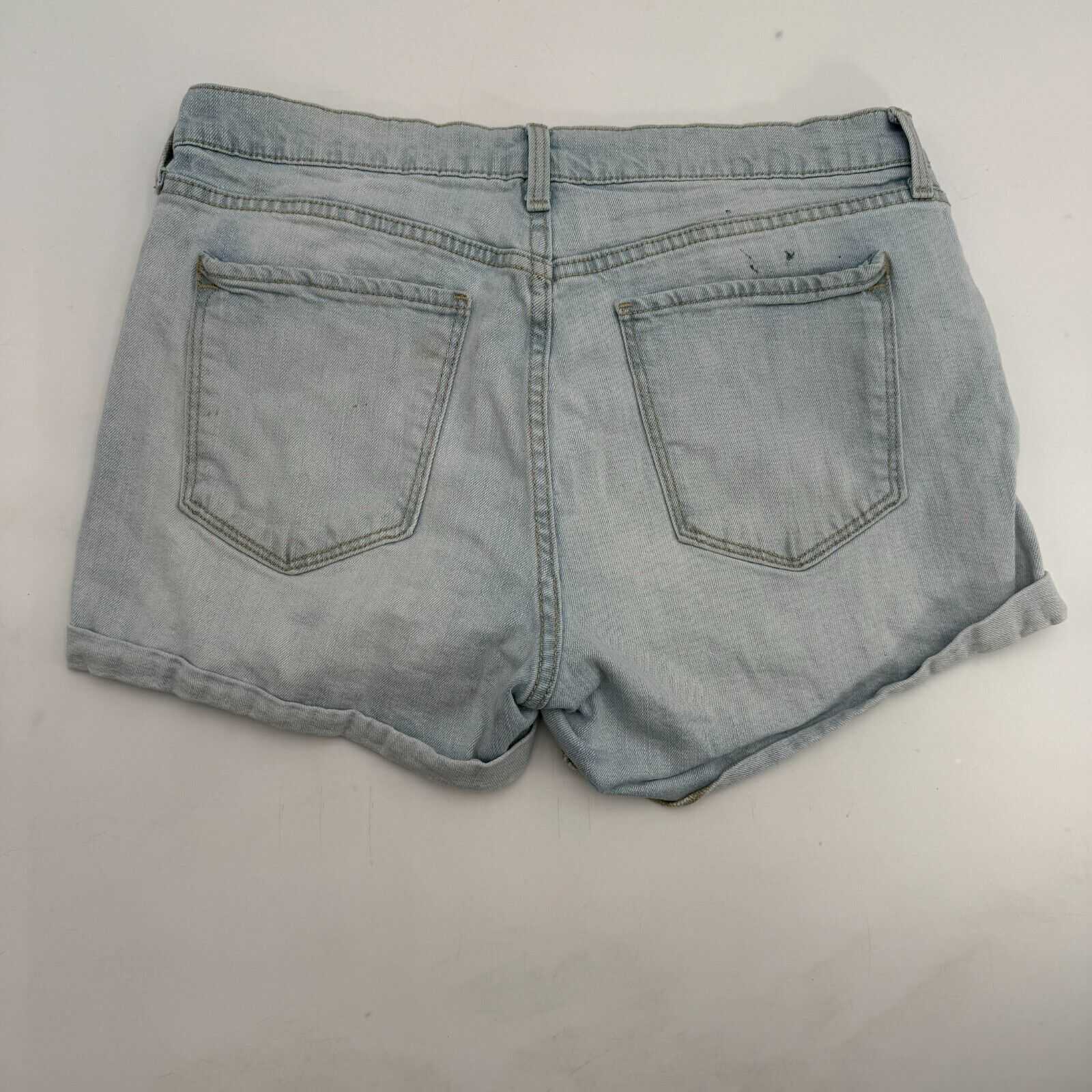 Old Navy Distressed Denim Jean Shorts White Wash Boyfriend Fit Cuttoffs Size 12