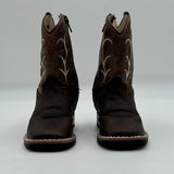 Old West Brown Leather Cowboy Boots Kids Toddler US Size 7.5D Style BS11819