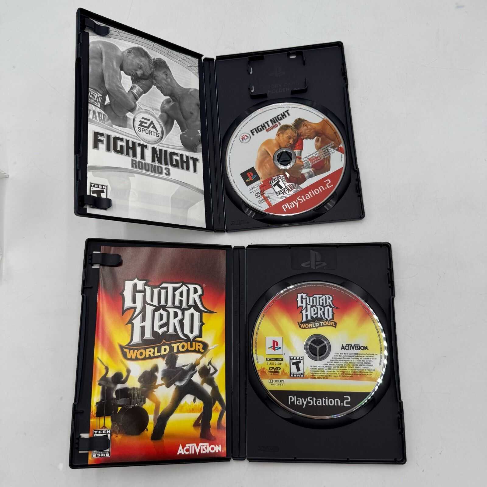 Pair Playstation 2 Games Guitar Hero World Tour Disc & EA Sport Fight Night Rd 3