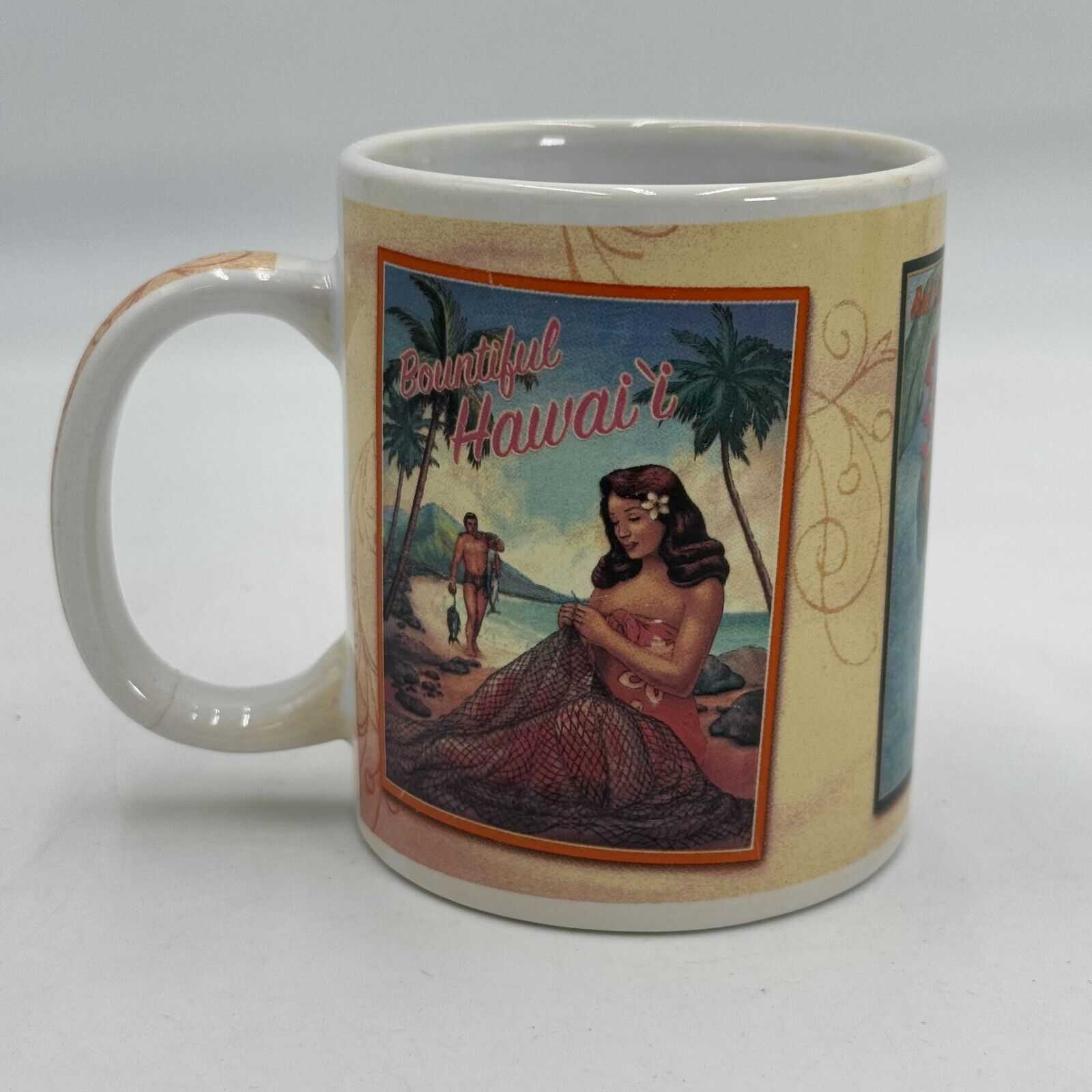 Pair of Island Heritage Coffee Mugs Hawaiian Vintage Posters & Nostalgic Hula