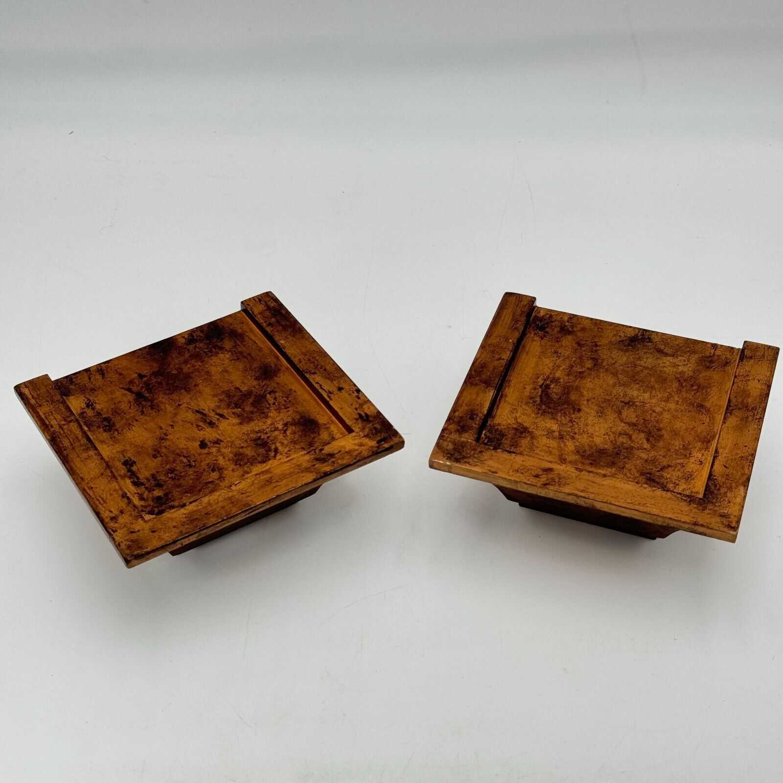 Pair of Matching Wood Square Wall Shelves ~6x6in Candle Holder Decor Display