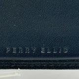 Perry Ellis Designer Fashion Black Leather Folding Wallet Removable ID View Hold