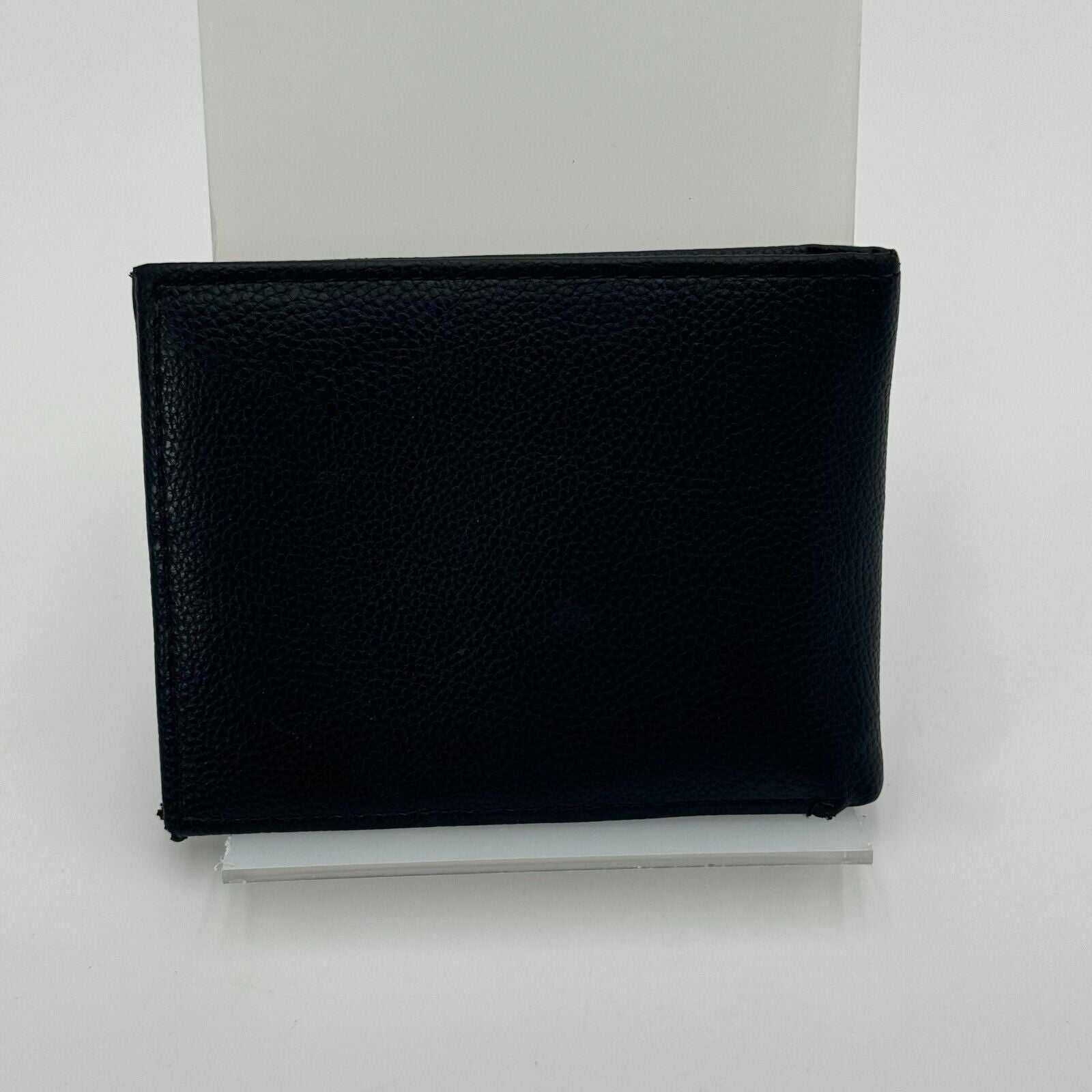 Perry Ellis Designer Fashion Black Leather Folding Wallet Removable ID View Hold