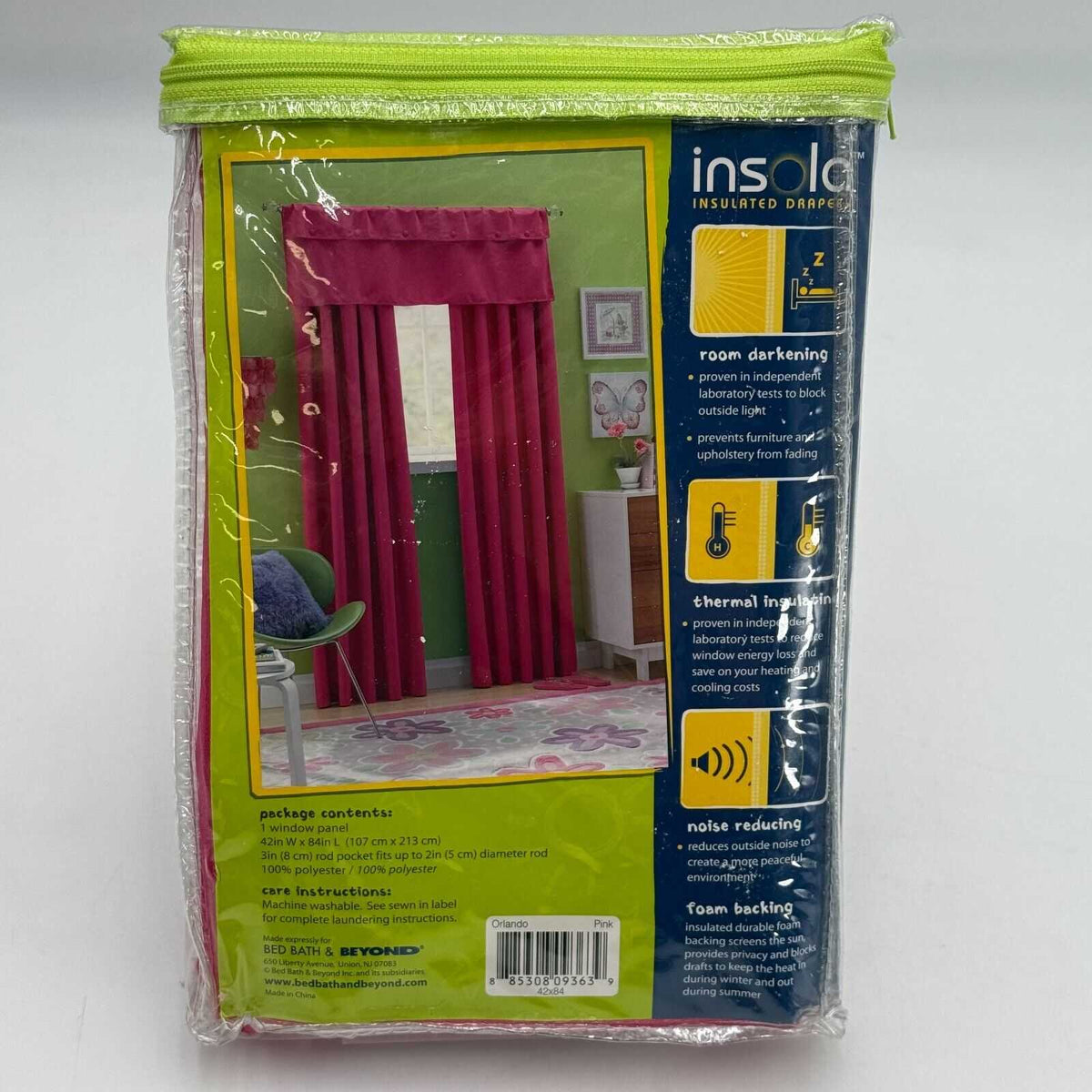 Pink Insulated Drapery Room Darkening Noise Reducing Foam 1 Drape Panel 42x84in