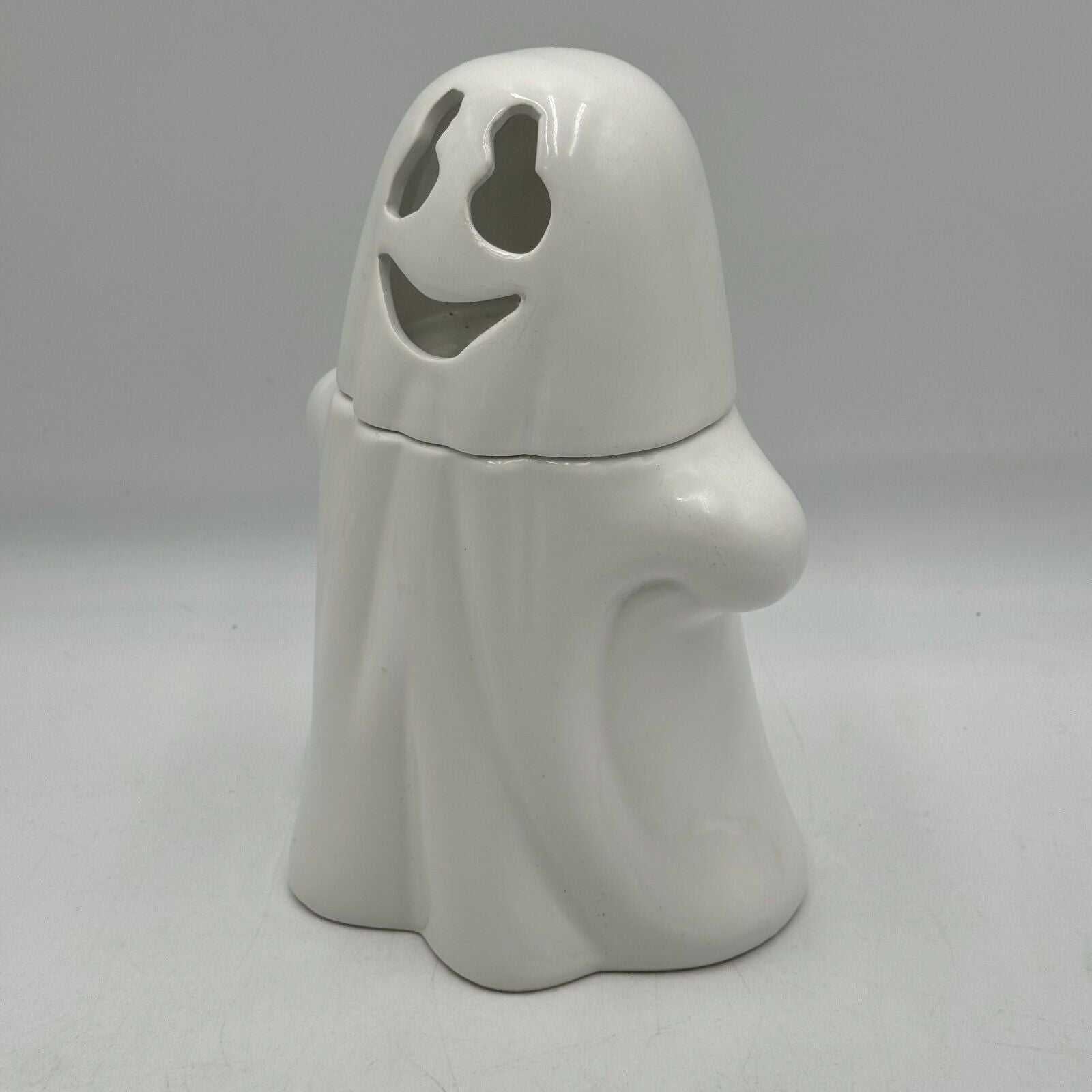 Promotional Ghost Cookie Jar Halloween Light Up Glowing Flickering Candle 10"