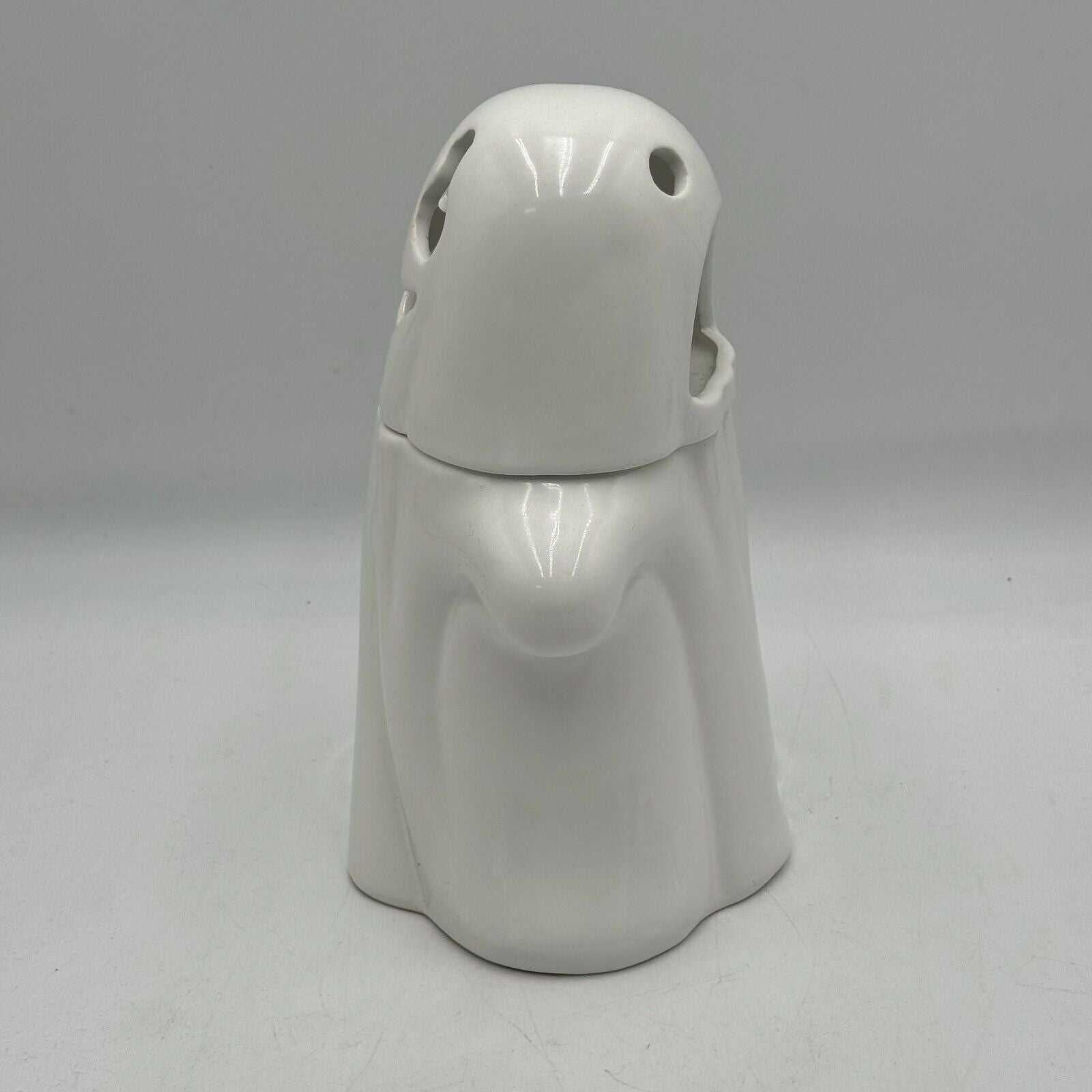 Promotional Ghost Cookie Jar Halloween Light Up Glowing Flickering Candle 10"