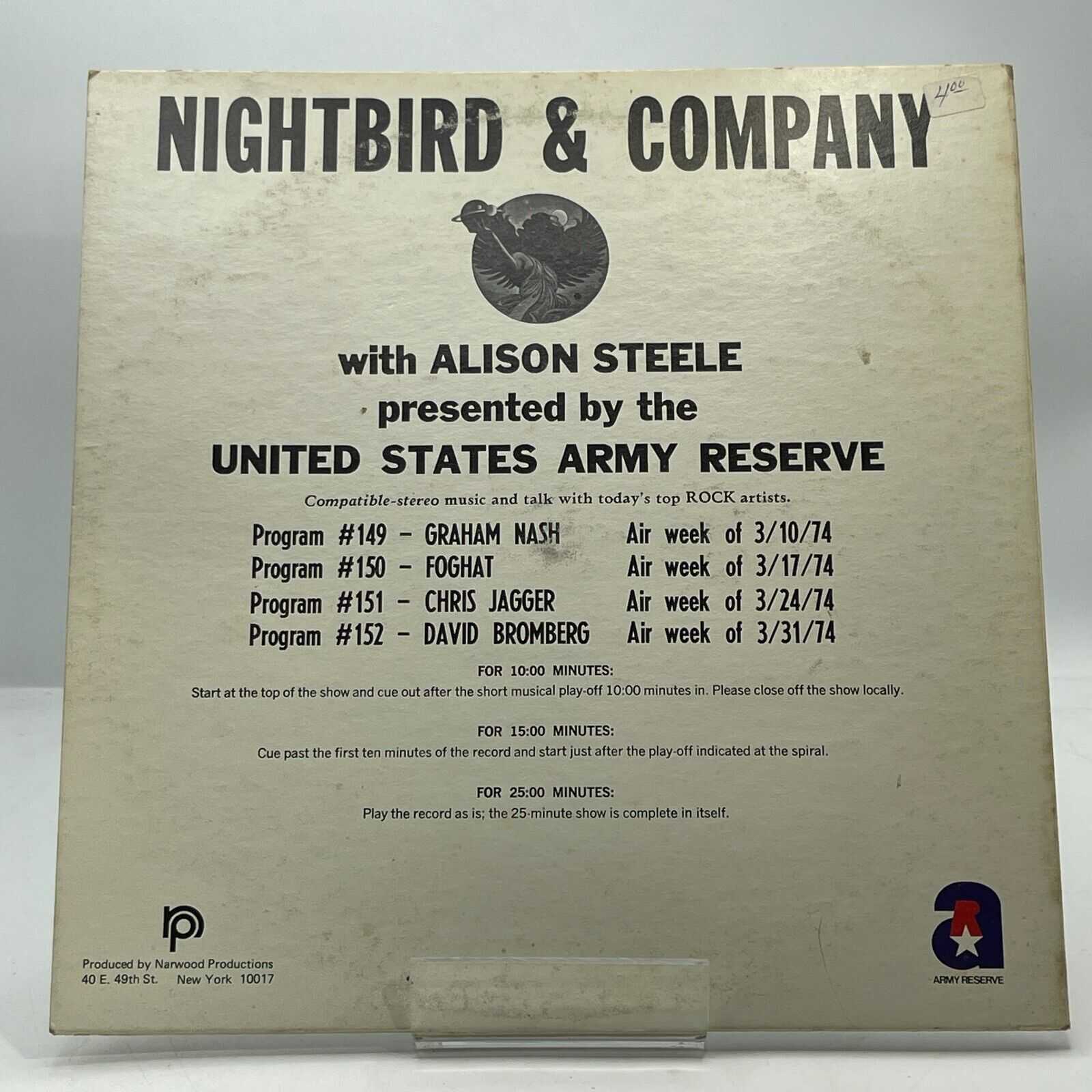 RADIO SHOW MARCH '74 ALISON STEELE NIGHTBIRD & CO. Cosmic Connections #150 #152