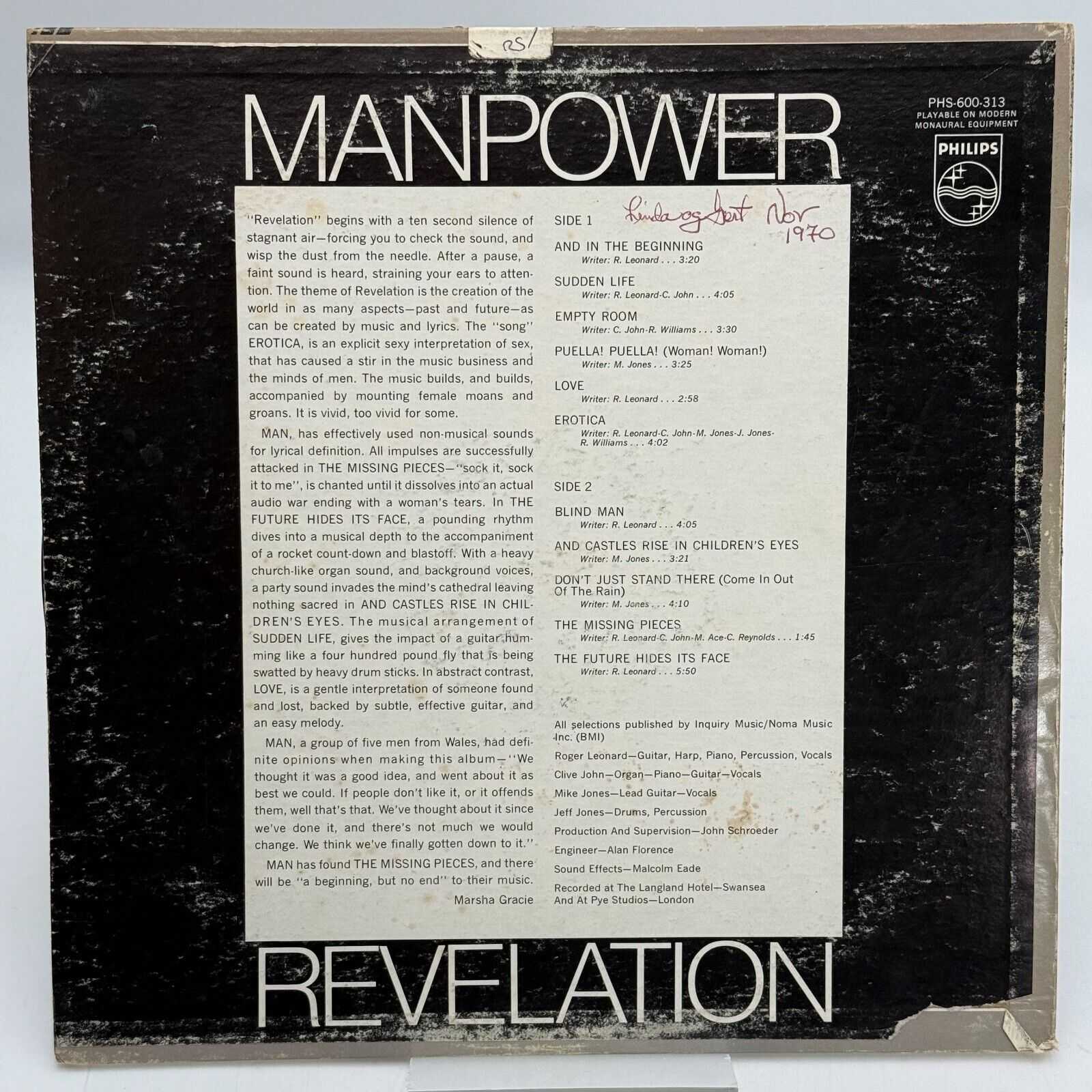 Revelation by Manpower PHS-600-313 Rare Vintage Vinyl LP Stereo ROCK