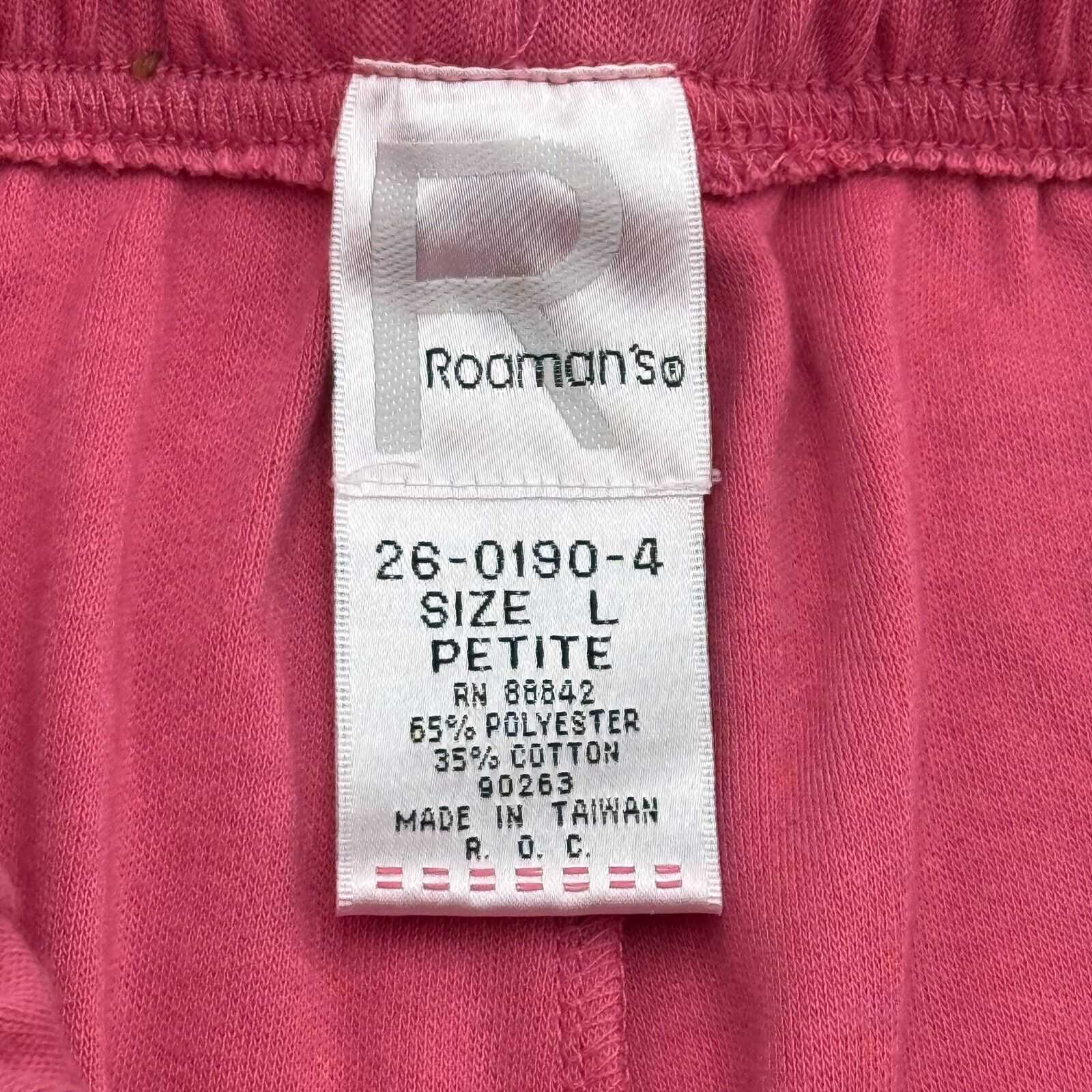 Roaman’s Pink Sweatpants Loungewear Loose Fit Women’s Size L Large Petite