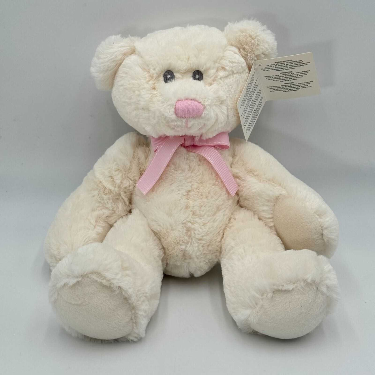 Russ Baby Lullaby Collection 8in Soft Plush Teddy Bear White Pink Bow NWT