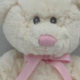 Russ Baby Lullaby Collection 8in Soft Plush Teddy Bear White Pink Bow NWT