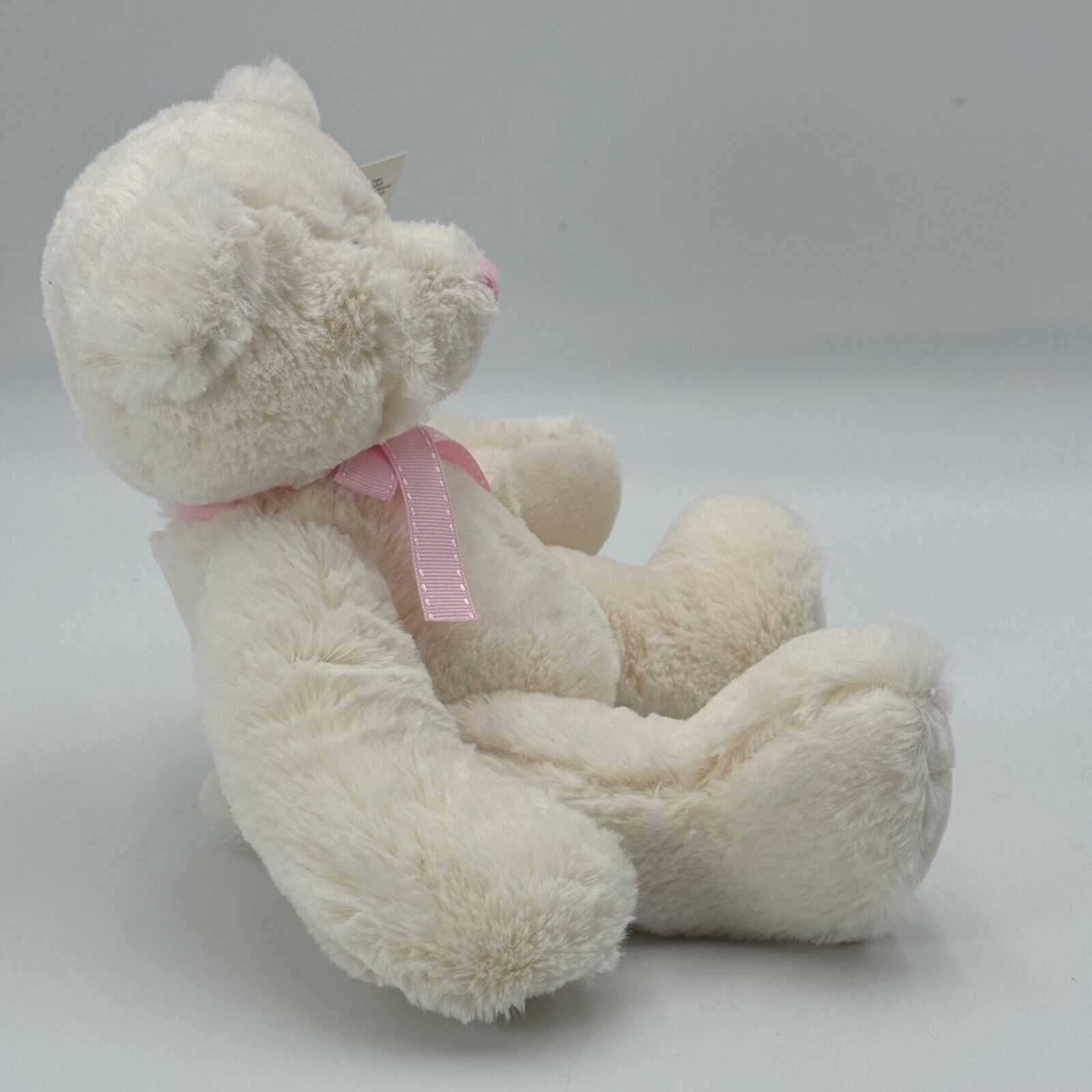 Russ Baby Lullaby Collection 8in Soft Plush Teddy Bear White Pink Bow NWT