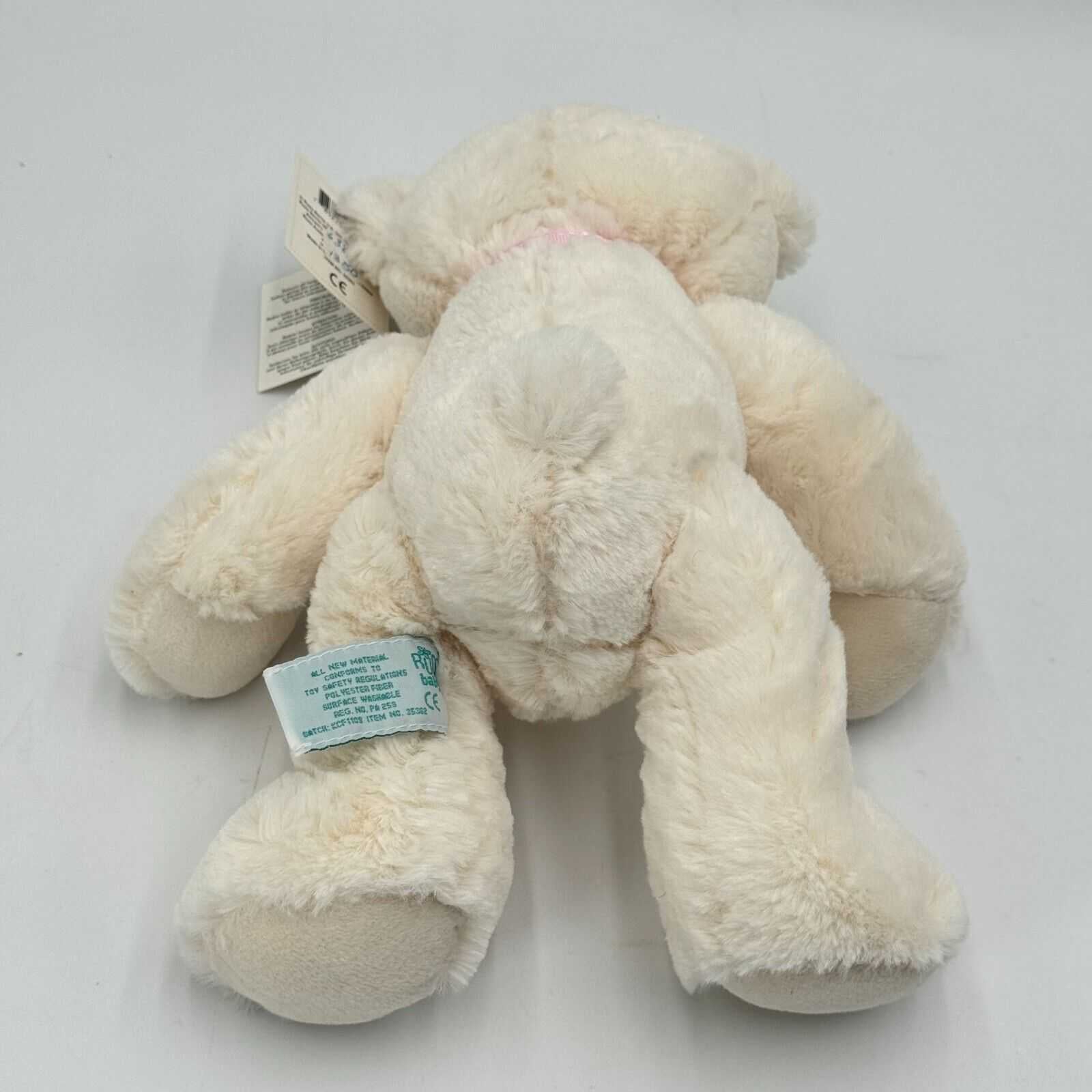 Russ Baby Lullaby Collection 8in Soft Plush Teddy Bear White Pink Bow NWT