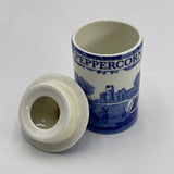 SPODE Blue & White Peppercorn Spice Jar With Covered Lid & Original Label 4.5”