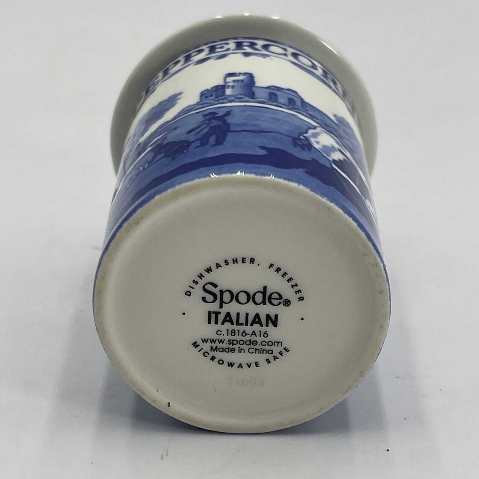 SPODE Blue & White Peppercorn Spice Jar With Covered Lid & Original Label 4.5”