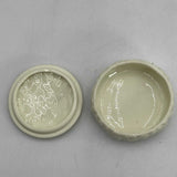 Sculpted Roses Porcelain Circle Shaped Trinket Boxes With Gold Trim Lids