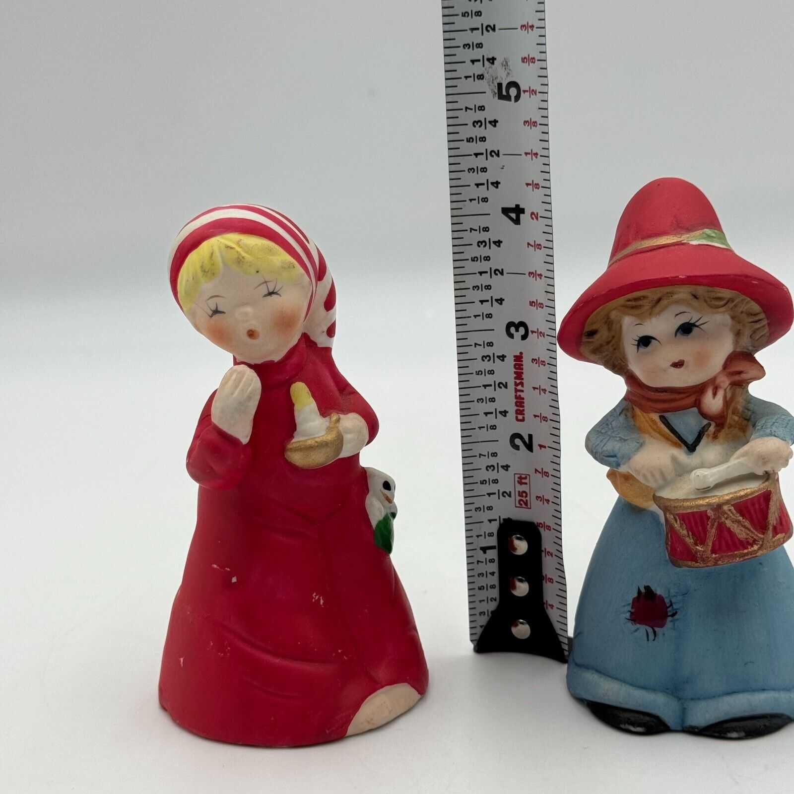 Set of 2 Jasco Merri Bells 4.5in Porcelain Figurines 1978 Little Drummer Boy