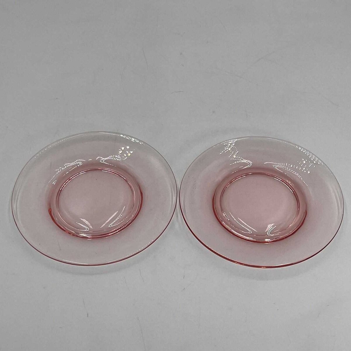 Set of 2 Pink Plates Decorative Saucer Glass 7x7 inches