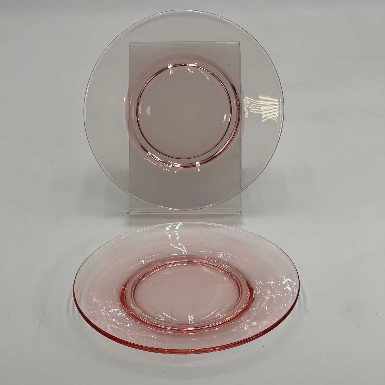 Set of 2 Pink Plates Decorative Saucer Glass 7x7 inches