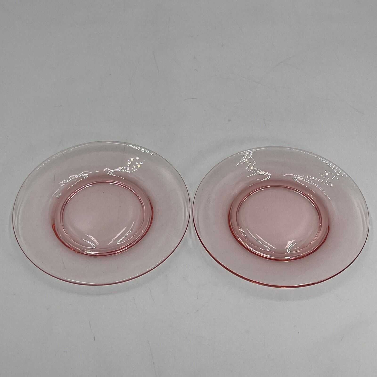 Set of 2 Pink Plates Decorative Saucer Glass 7x7 inches